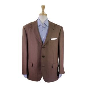 Ermenegildo Zegna Brown Linen Hemp Blazer Jacket 42S